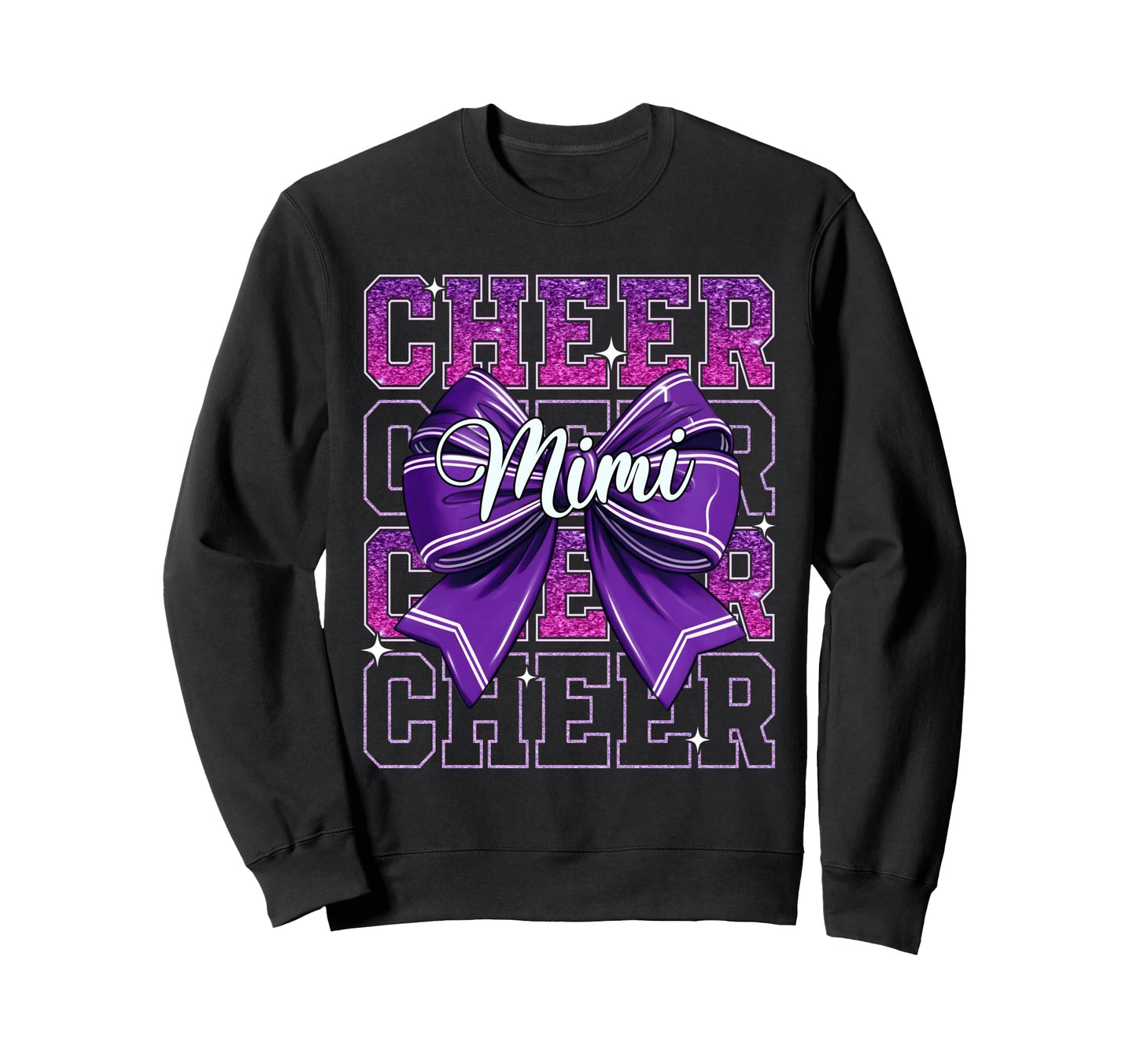 Cheer Mimi Mothers Day Purple Bow Sweatshirt - Custom Art Print for Adults - T-Shirt, Sweatshirt, Hoodie