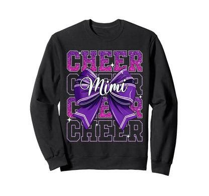 Cheer Mimi Mothers Day Purple Bow Sweatshirt - Custom Art Print for Adults - T-Shirt, Sweatshirt, Hoodie