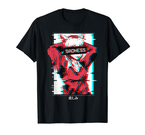 Sad Anime Japanese Vaporwave Aesthetic T-Shirt - Custom Art Print Unisex - T-Shirt, Sweatshirt, Hoodie