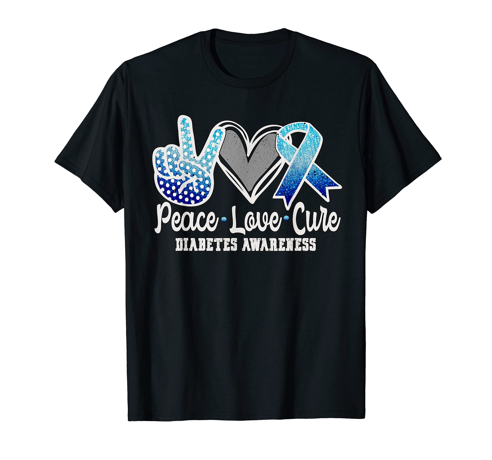 Peace Love Cure Ribbon Diabetes Sweatshirt - Custom Art Print for Adults - T-Shirt, Sweatshirt, Hoodie