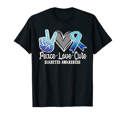 Peace Love Cure Ribbon Diabetes Sweatshirt - Custom Art Print for Adults - T-Shirt, Sweatshirt, Hoodie