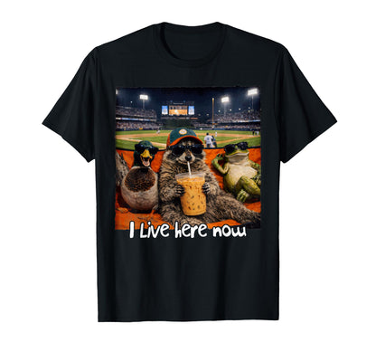 Baseball Lover Racoon Iced Coffee Game T-Shirt - Fun Novelty Design Unisex - T-Shirt, Sweatshirt, Hoodie