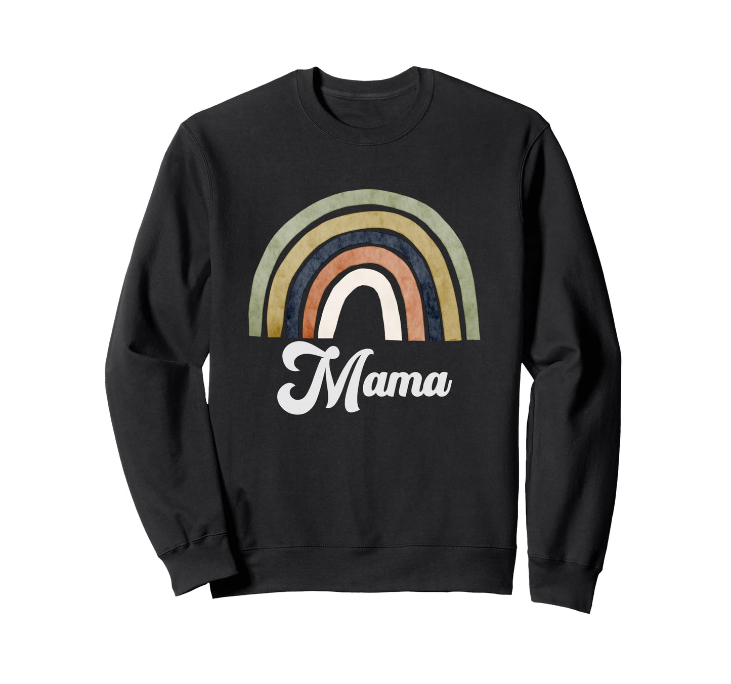 Boho Rainbow Mama Mother Mom Olive Sweatshirt - Minimalist Print Men Women - T-Shirt, Sweatshirt, Hoodie