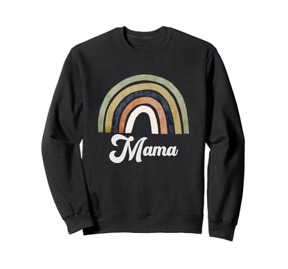 Boho Rainbow Mama Mother Mom Olive Sweatshirt - Minimalist Print Men Women - T-Shirt, Sweatshirt, Hoodie