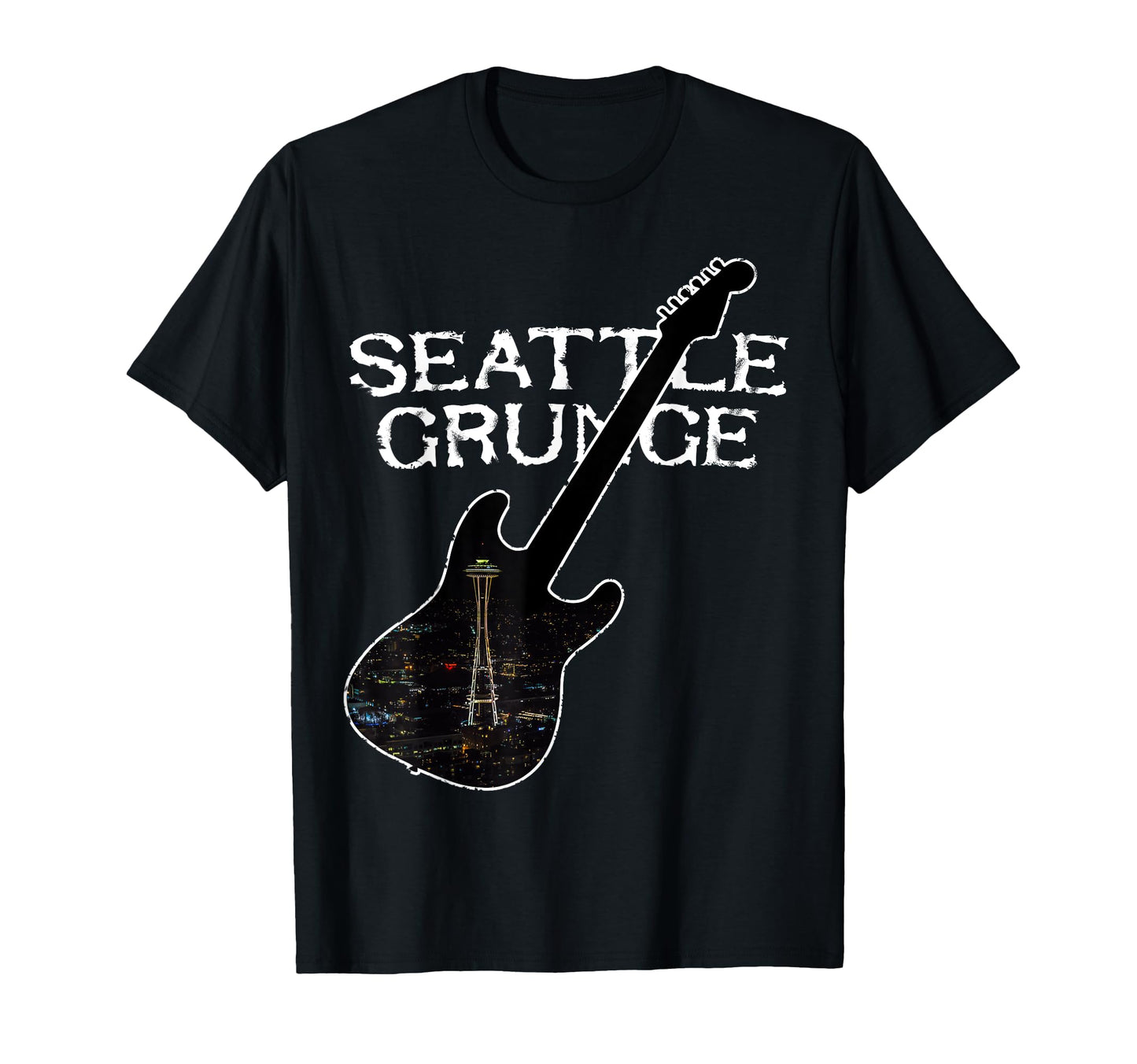 Seattle Grunge Rock Guitar Space T-Shirt - Casual Everyday Wear Unisex - T-Shirt, Sweatshirt, Hoodie