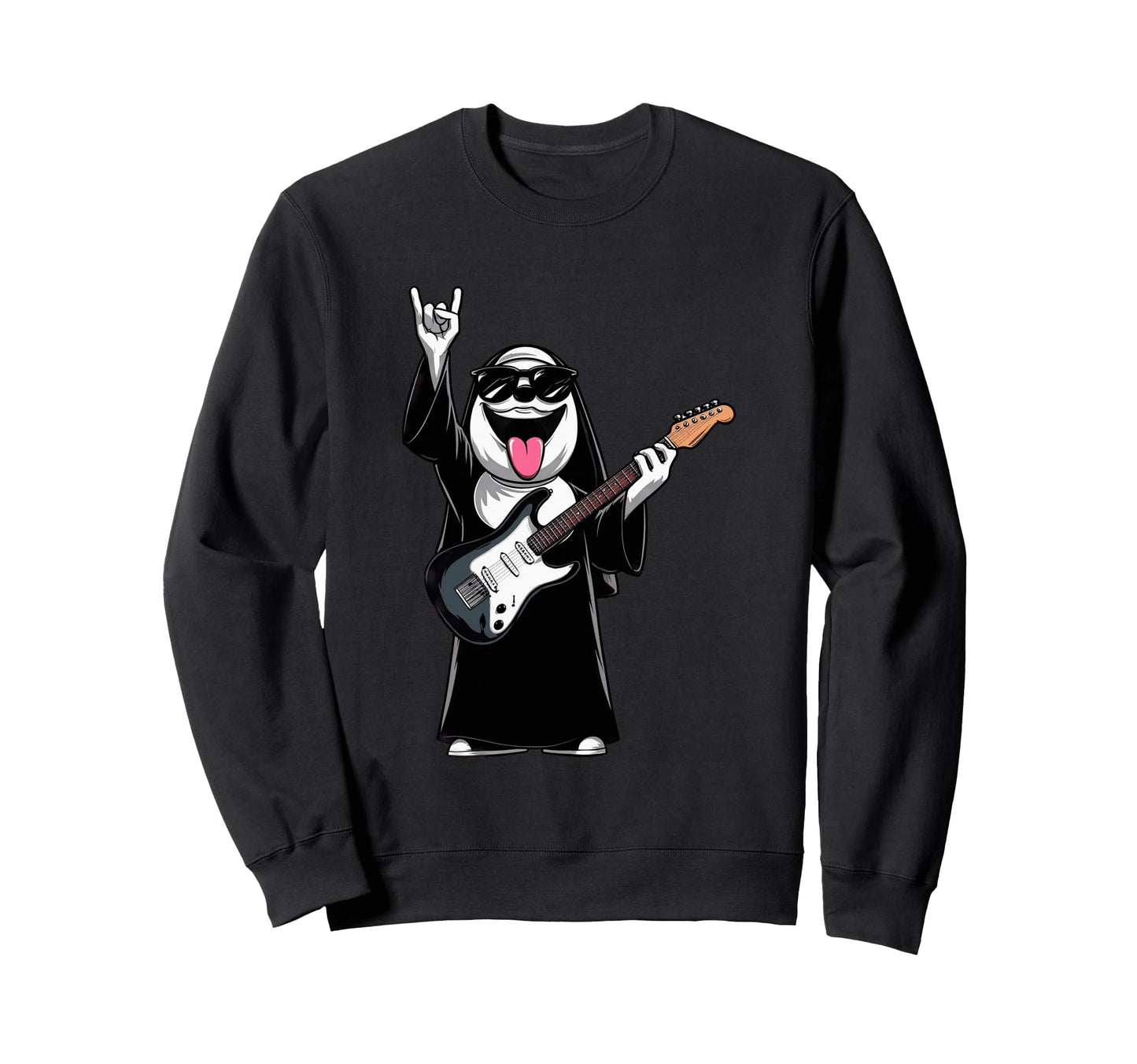 Funny Ghost Guitar Player Rock Music Sweatshirt - Graphic Print Men Women - T-Shirt, Sweatshirt, Hoodie