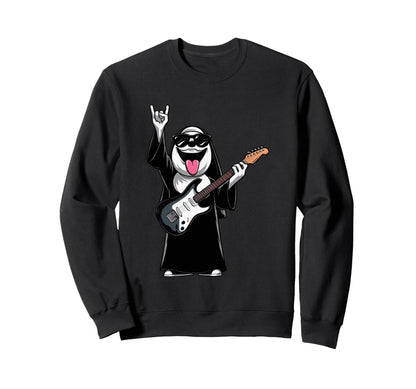 Funny Ghost Guitar Player Rock Music Sweatshirt - Graphic Print Men Women - T-Shirt, Sweatshirt, Hoodie