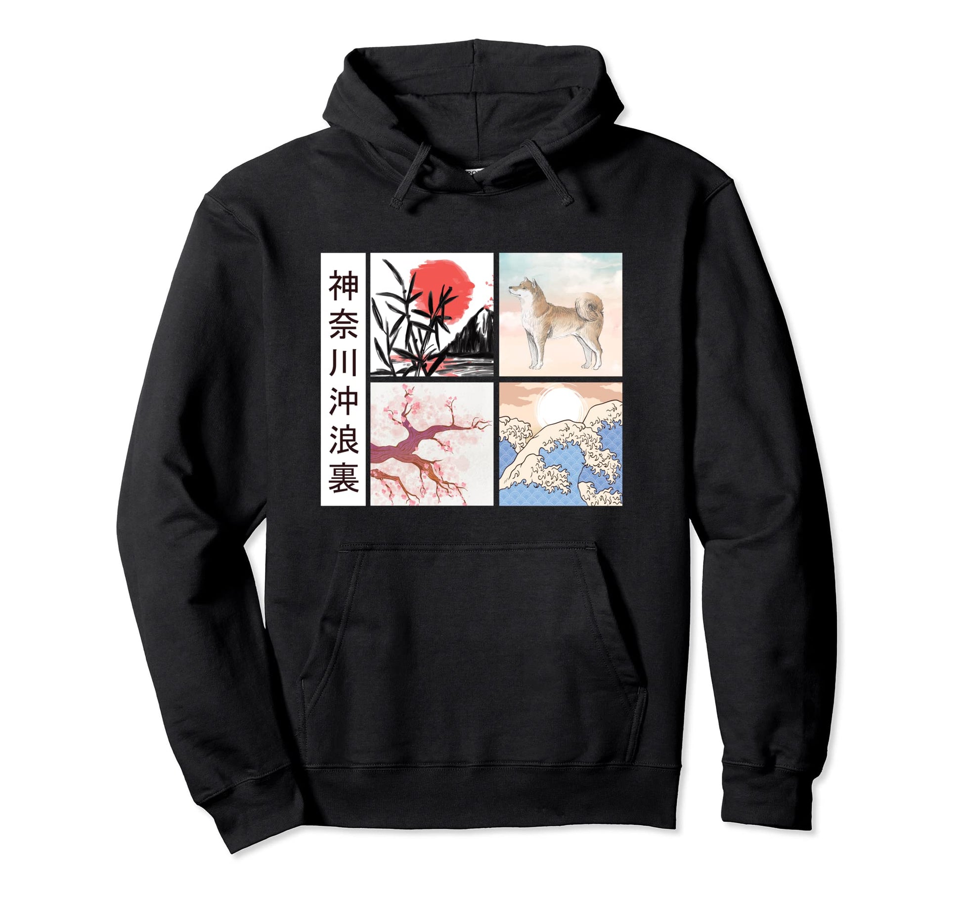 Japanese Art Shiba Inu Cherry Blossom Hoodie - Novelty Apparel Men Women - T-Shirt, Sweatshirt, Hoodie