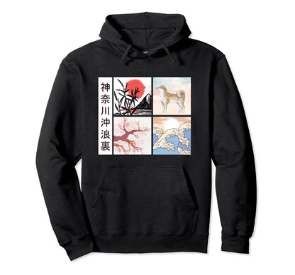 Japanese Art Shiba Inu Cherry Blossom Hoodie - Novelty Apparel Men Women - T-Shirt, Sweatshirt, Hoodie
