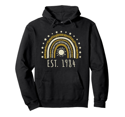 Est 1984 Rainbow Established 1984 Hoodie - Aesthetic Graphic Unisex - T-Shirt, Sweatshirt, Hoodie