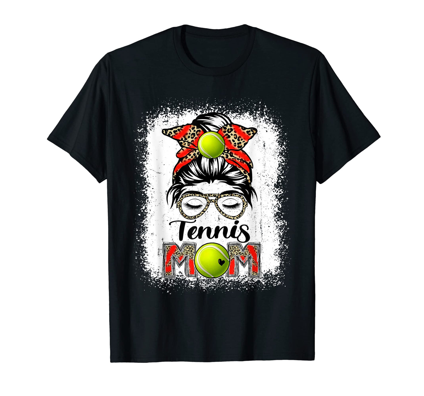Tennis Mom Game Day Messy Bun Leopard T-Shirt - Trendy Graphic for Adults - T-Shirt, Sweatshirt, Hoodie