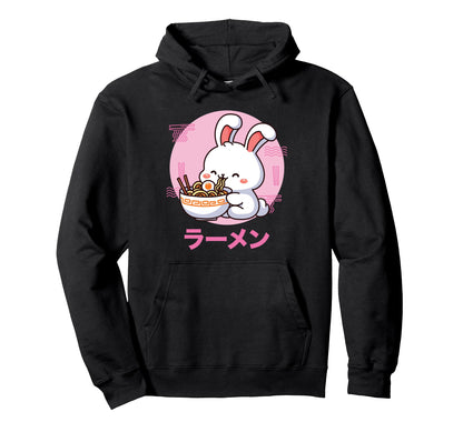 Rabbit Ramen Kawaii Otaku Japanese Hoodie - Fun Novelty Design Unisex - T-Shirt, Sweatshirt, Hoodie