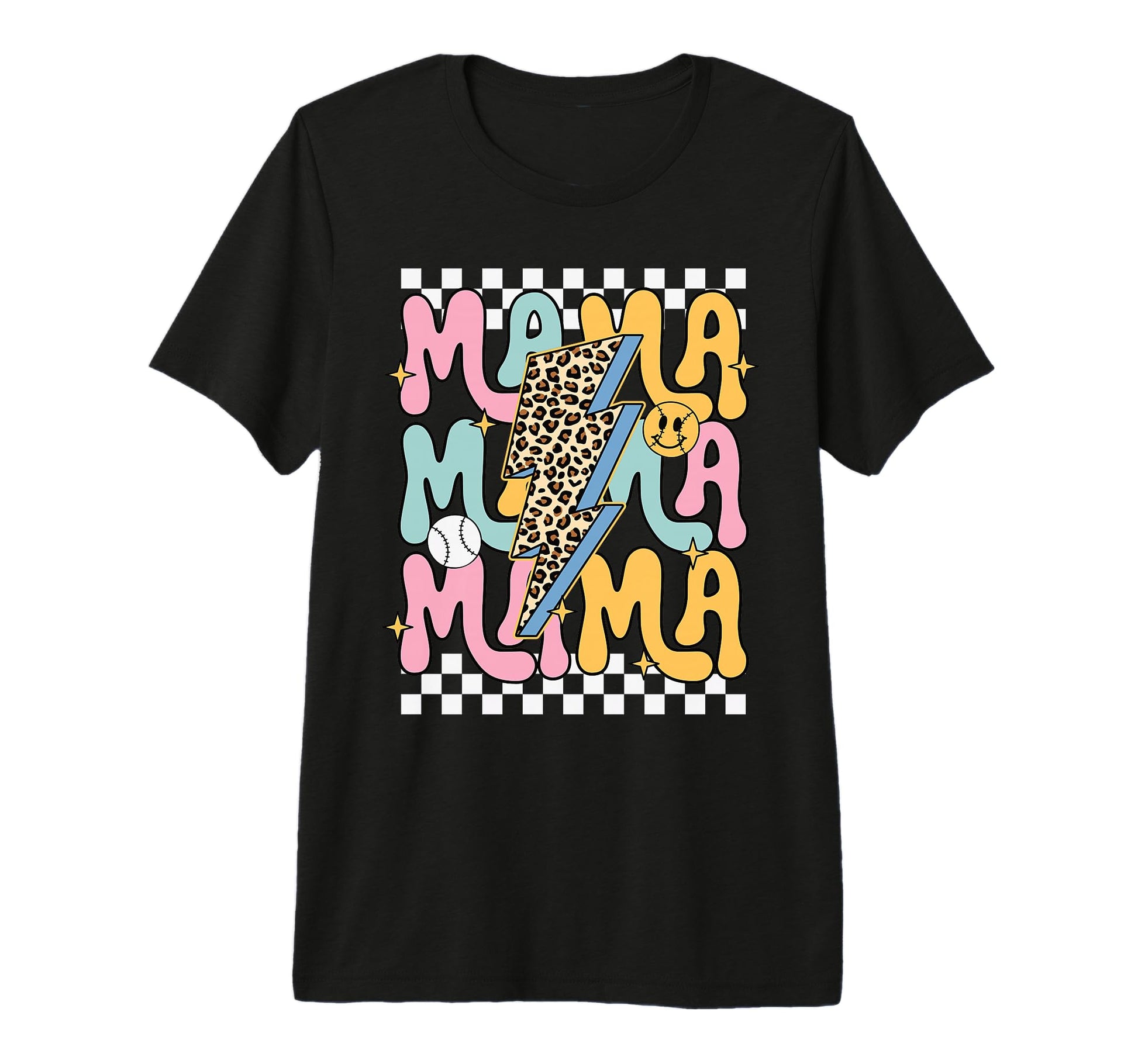 Mama Leopard Lightning Bolt Baseball T-Shirt - Novelty Apparel Unisex - T-Shirt, Sweatshirt, Hoodie