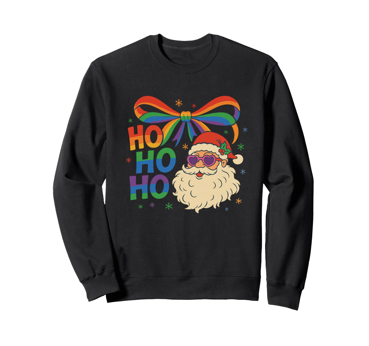 Rainbow Santa Funny Holiday Sweatshirt - Aesthetic Graphic for Adults - T-Shirt, Sweatshirt, Hoodie
