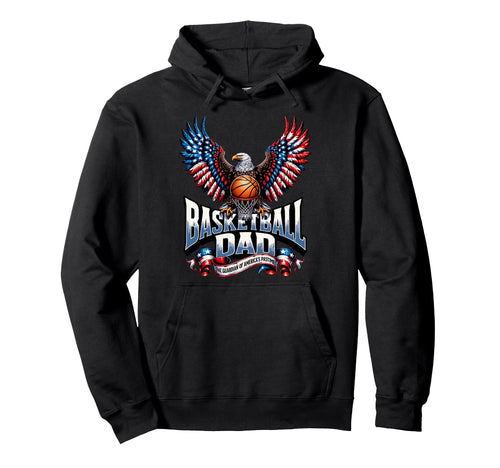 Viral Basketball Dad American Flag Hoodie - Novelty Apparel for Adults - T-Shirt, Sweatshirt, Hoodie