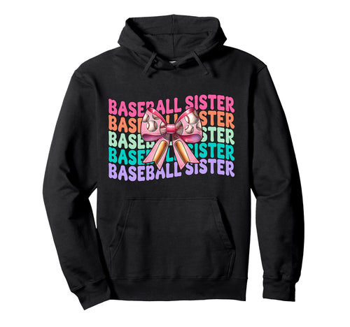 Baseball Sister Baseball Coquette Bow Hoodie - Graphic Print for Adults - T-Shirt, Sweatshirt, Hoodie