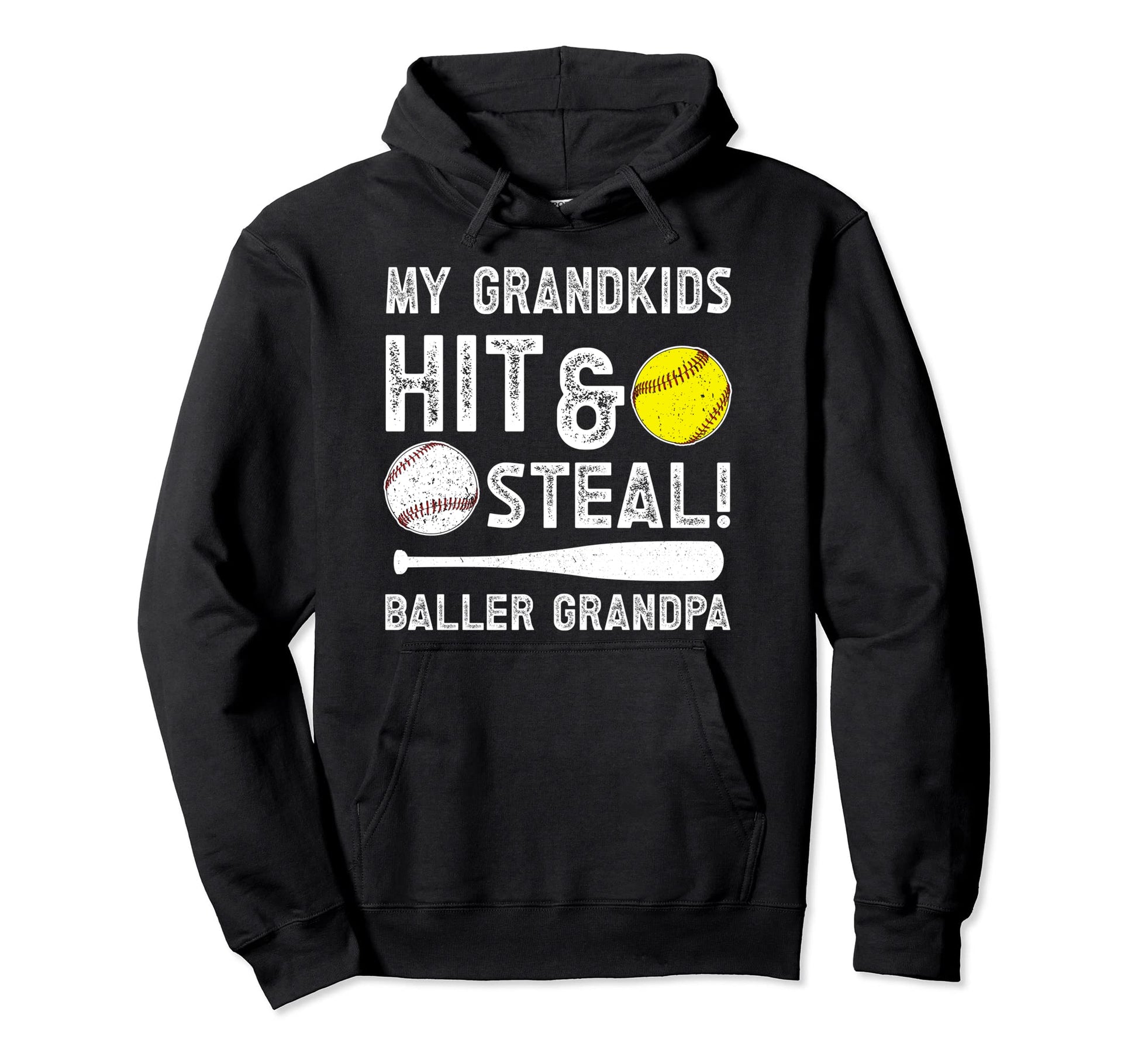 Baller Grandpa Funny Softball Hoodie - Casual Everyday Wear Men Women - T-Shirt, Sweatshirt, Hoodie