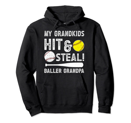 Baller Grandpa Funny Softball Hoodie - Casual Everyday Wear Men Women - T-Shirt, Sweatshirt, Hoodie