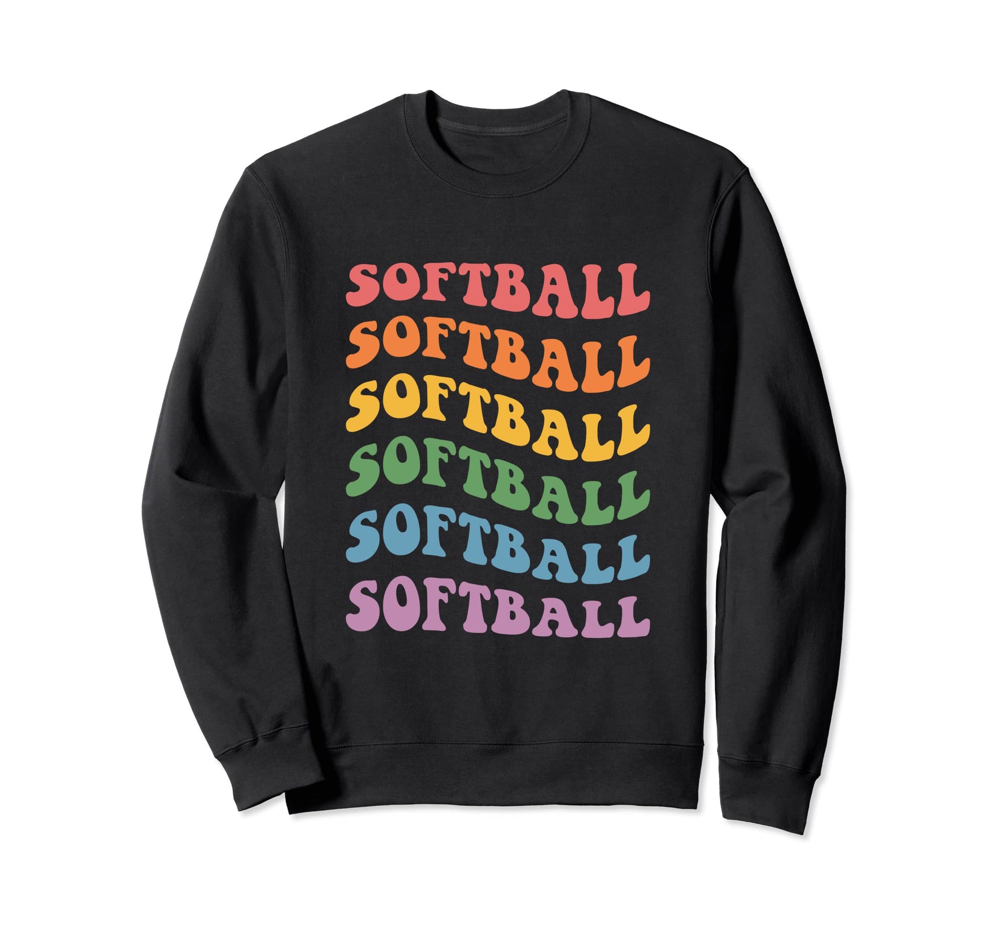 Rainbow Groovy Wavy Softball Sweatshirt - Streetwear Style Men Women - T-Shirt, Sweatshirt, Hoodie