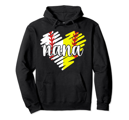 Baseball Softball Nana Heart Softball Hoodie - Custom Art Print Men Women - T-Shirt, Sweatshirt, Hoodie