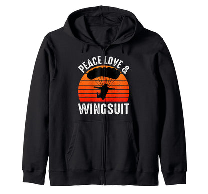 Peace Love Wingsuit Skydiving Sweatshirt - Trendy Graphic Men Women - T-Shirt, Sweatshirt, Hoodie
