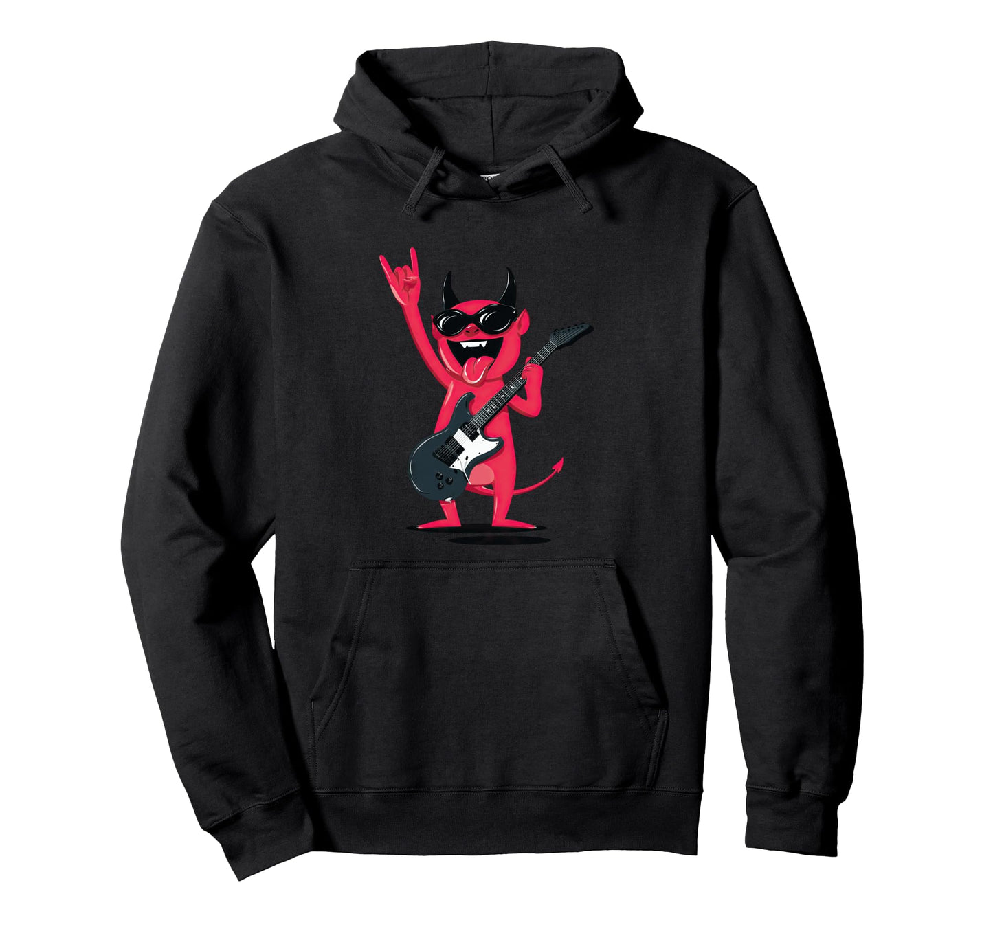 Funny Cartoon Devil Rock Music Guitar Hoodie - Trendy Graphic Men Women - T-Shirt, Sweatshirt, Hoodie