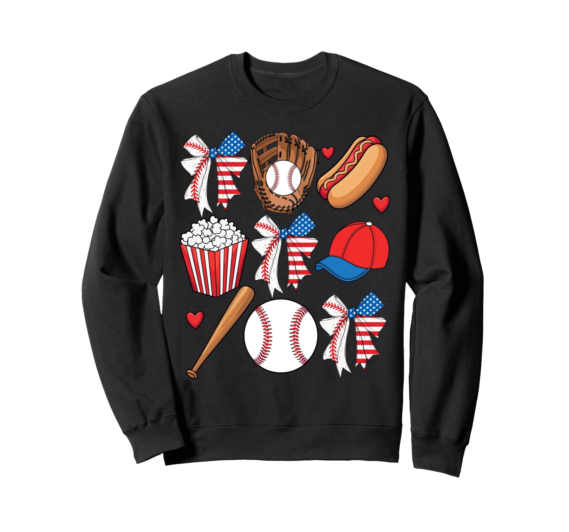 Baseball Coquette Bow 4Th Sweatshirt - Casual Everyday Wear for Adults - T-Shirt, Sweatshirt, Hoodie