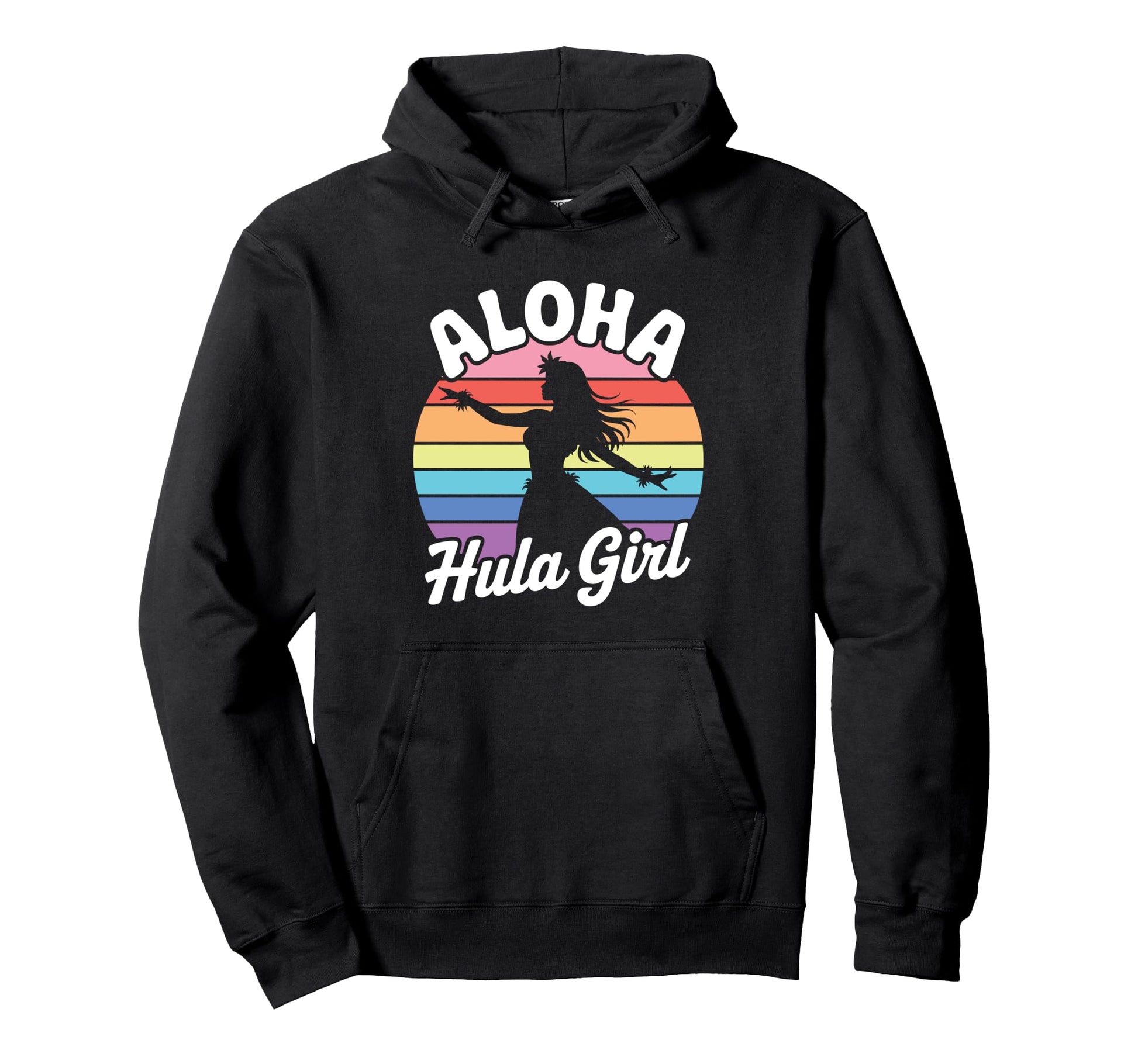 Aloha Hula Hawaiian Dancer Rainbow Sunset Hoodie - Custom Art Print Unisex - T-Shirt, Sweatshirt, Hoodie