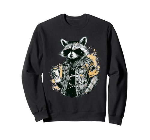 Grunge Rock Trash Panda Punk Raccoon Sweatshirt - Graphic Print for Adults - T-Shirt, Sweatshirt, Hoodie