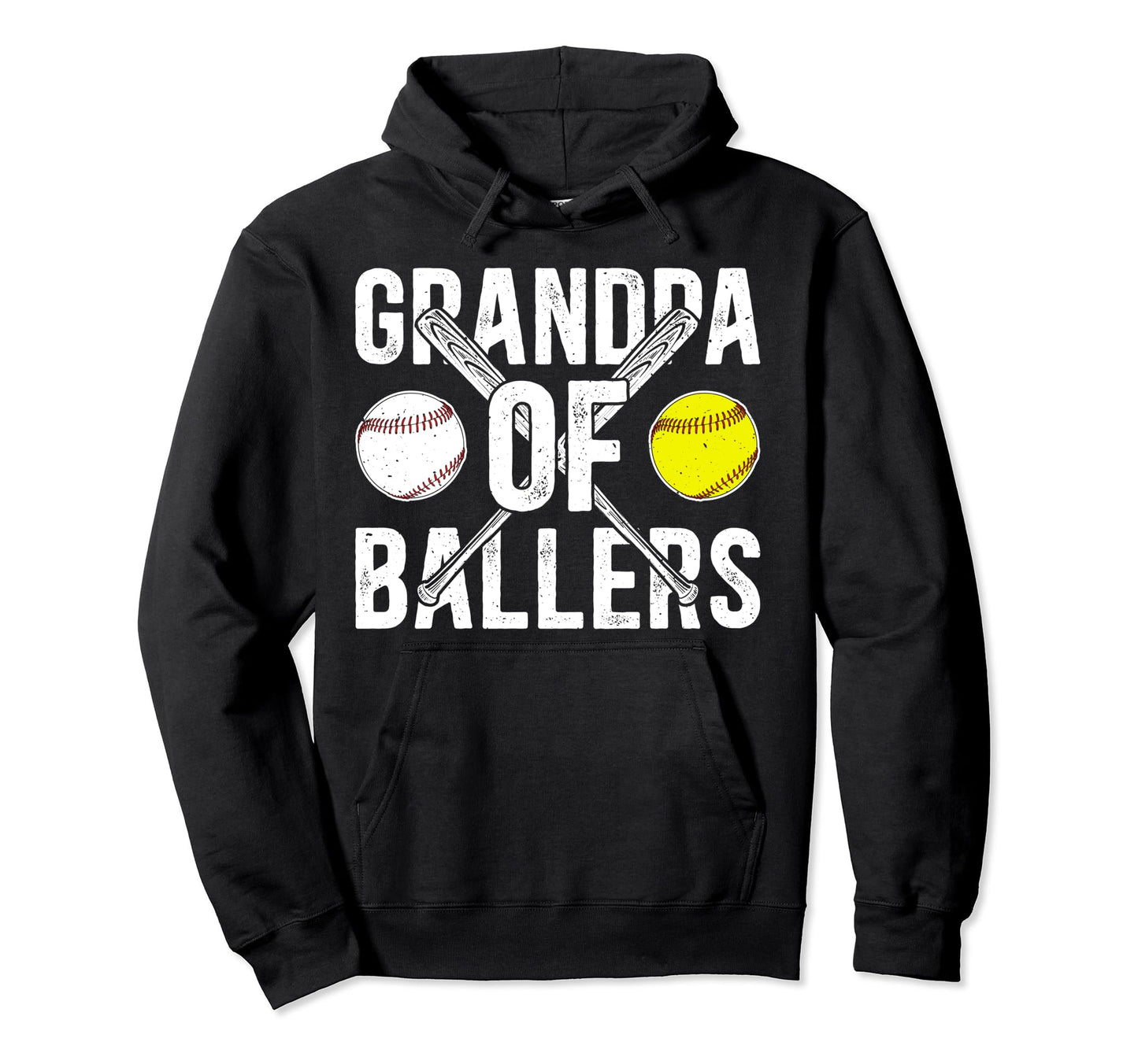 Grandpa Ballers Softball Baseball Hoodie - Casual Everyday Wear for Adults - T-Shirt, Sweatshirt, Hoodie