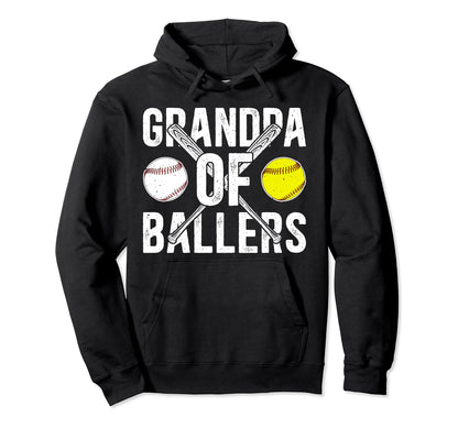 Grandpa Ballers Softball Baseball Hoodie - Casual Everyday Wear for Adults - T-Shirt, Sweatshirt, Hoodie