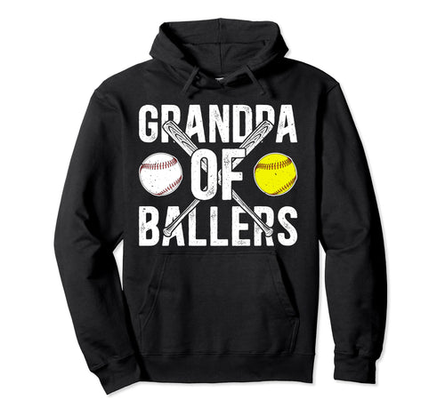 Grandpa Ballers Softball Baseball Hoodie - Casual Everyday Wear for Adults - T-Shirt, Sweatshirt, Hoodie