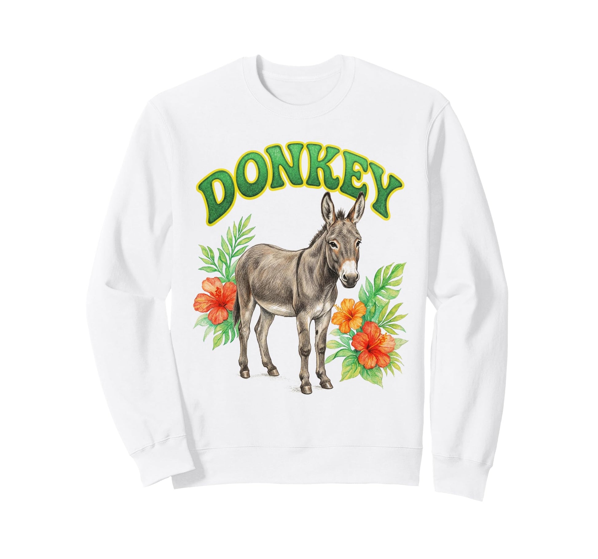 Donkey Groovy Floral Donkey Sweatshirt - Novelty Apparel for Adults - T-Shirt, Sweatshirt, Hoodie