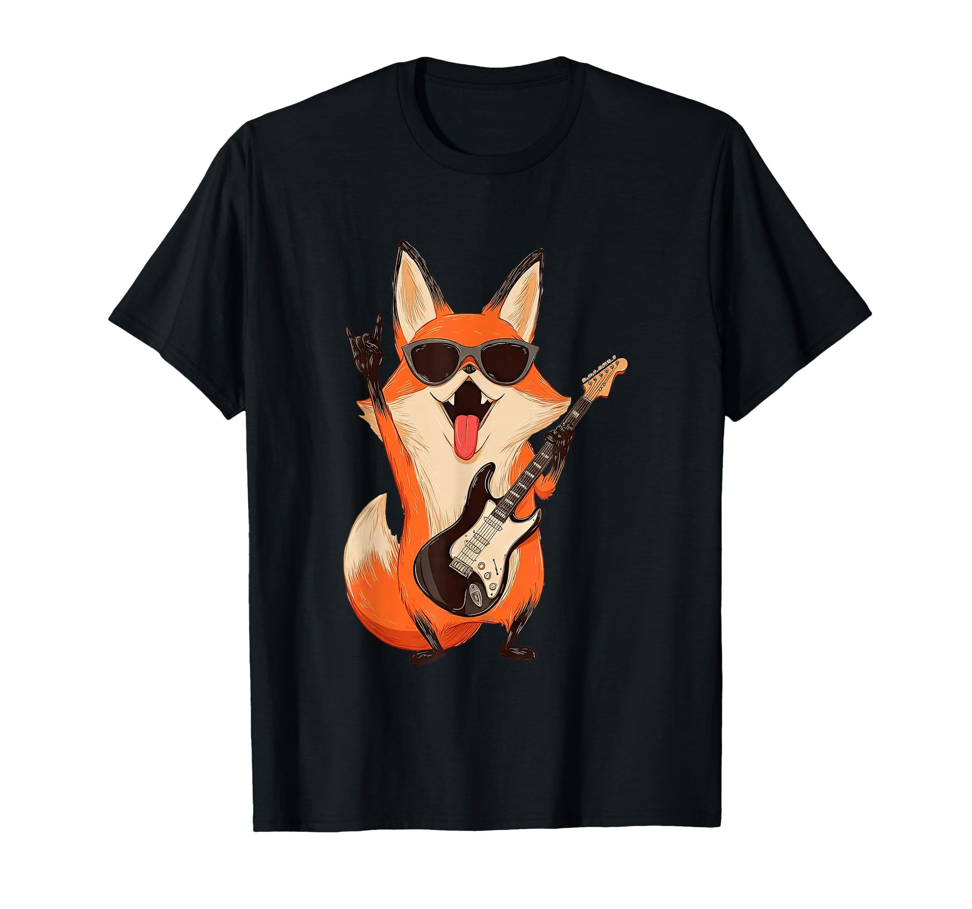 Fox Rock Music Guitar Player T-Shirt - Graphic Print Unisex - T-Shirt, Sweatshirt, Hoodie