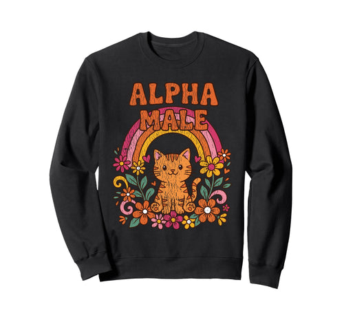 Ironic Alpha Male Cat Rainbow Sweatshirt - Custom Art Print for Adults - T-Shirt, Sweatshirt, Hoodie