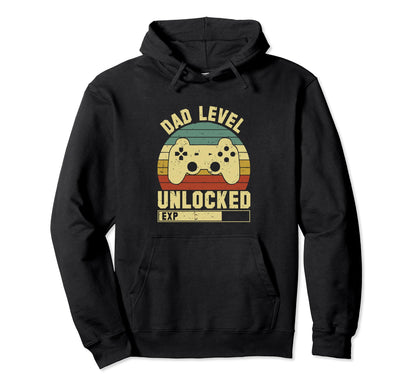 Fathers Day Dad Level Unlocked Gamer Hoodie - Casual Everyday Wear Unisex - T-Shirt, Sweatshirt, Hoodie