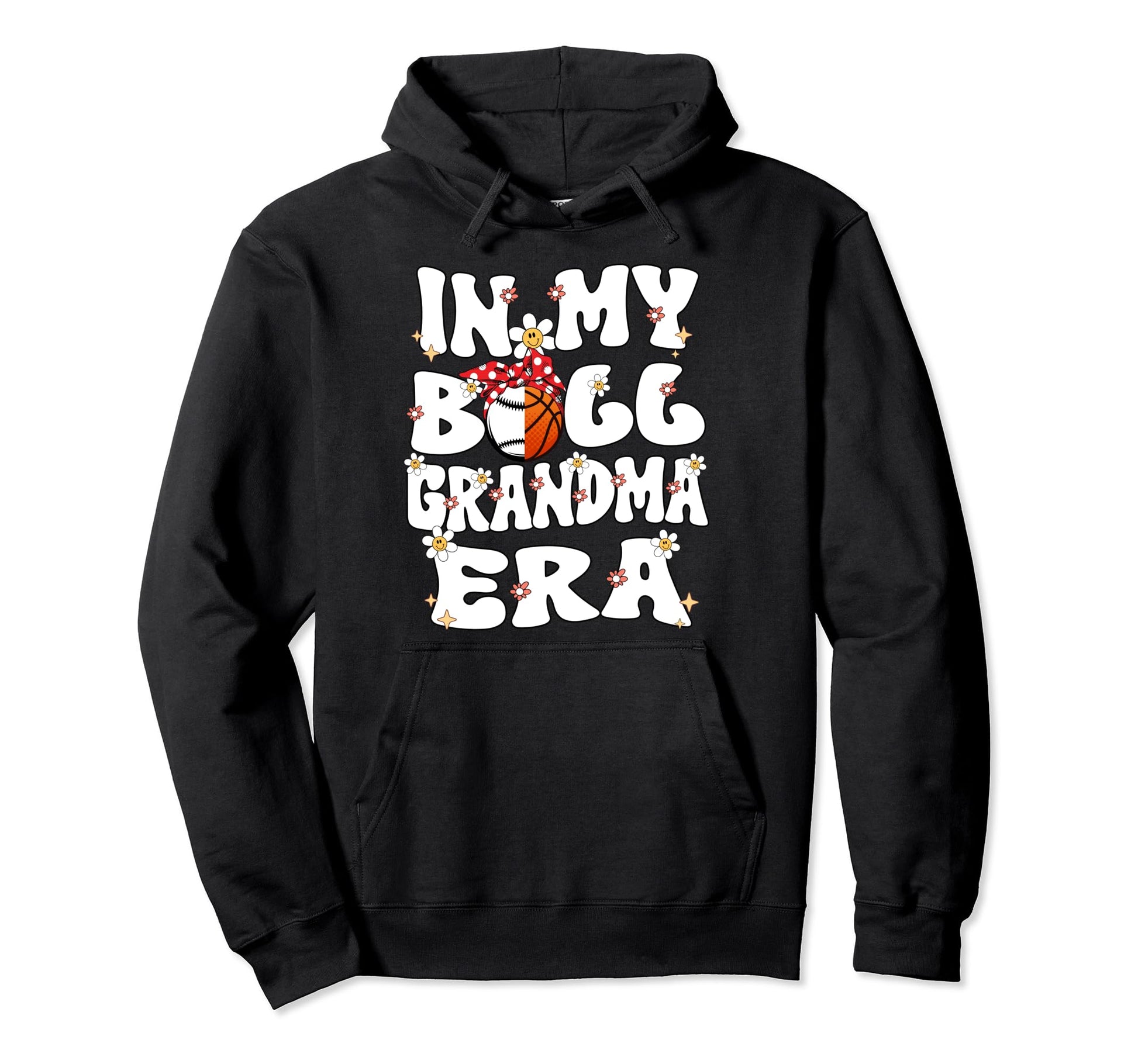 My Ball Grandma Era Groovy Baseball Hoodie - Novelty Apparel for Adults - T-Shirt, Sweatshirt, Hoodie
