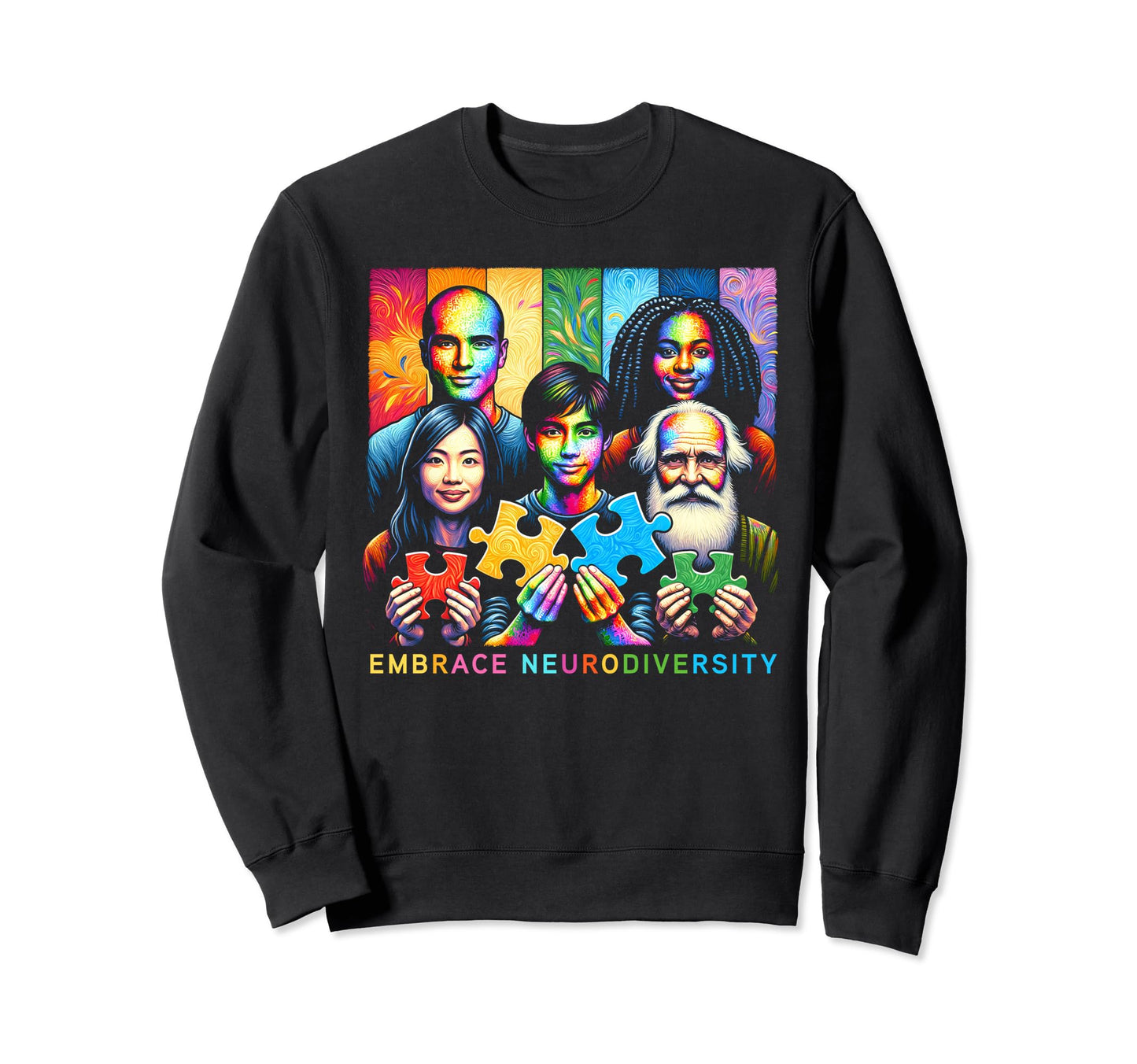 Autism Awareness Embrace Neurodiversity Sweatshirt - Graphic Print Unisex - T-Shirt, Sweatshirt, Hoodie