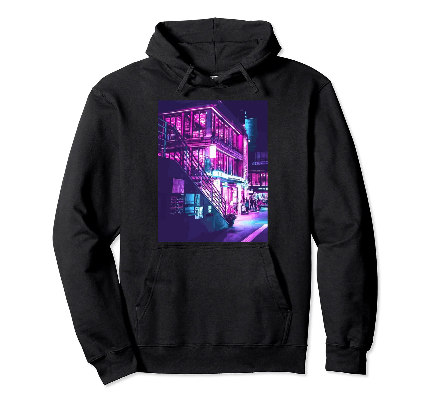 Streets Tokyo Japan Night Scene Hoodie - Fun Novelty Design for Adults - T-Shirt, Sweatshirt, Hoodie