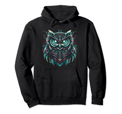 Cyberpunk Owl Bird Vaporwave Vivid 80S 90S Hoodie - Unique Graphic Unisex - T-Shirt, Sweatshirt, Hoodie