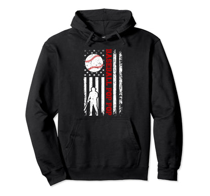 Baseball Pop Pop Us Flag Pop Pop Hoodie - Casual Everyday Wear for Adults - T-Shirt, Sweatshirt, Hoodie
