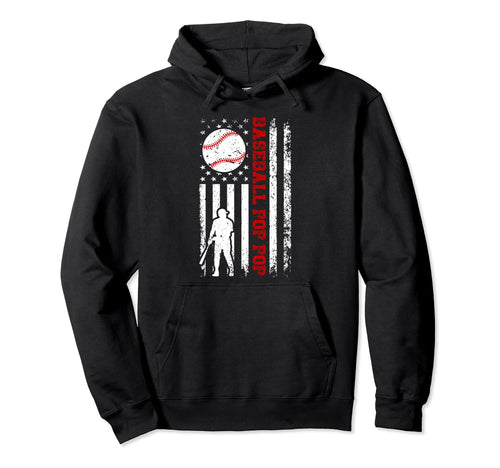 Baseball Pop Pop Us Flag Pop Pop Hoodie - Casual Everyday Wear for Adults - T-Shirt, Sweatshirt, Hoodie