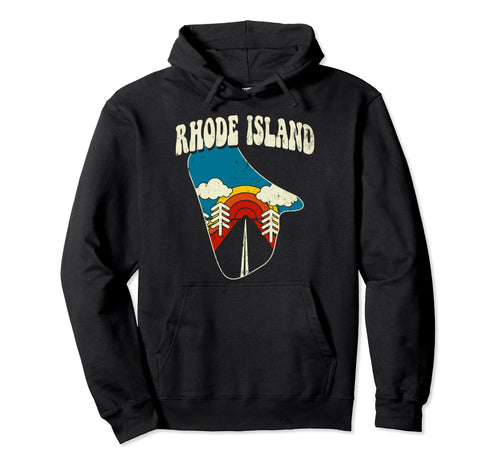 Rhode Island State Rainbow Hippie 70S Hoodie - Custom Art Print Men Women - T-Shirt, Sweatshirt, Hoodie