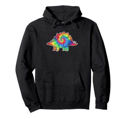 Tie Dye Stegosaurus Dinosaur Rainbow Hoodie - Streetwear Style for Adults - T-Shirt, Sweatshirt, Hoodie