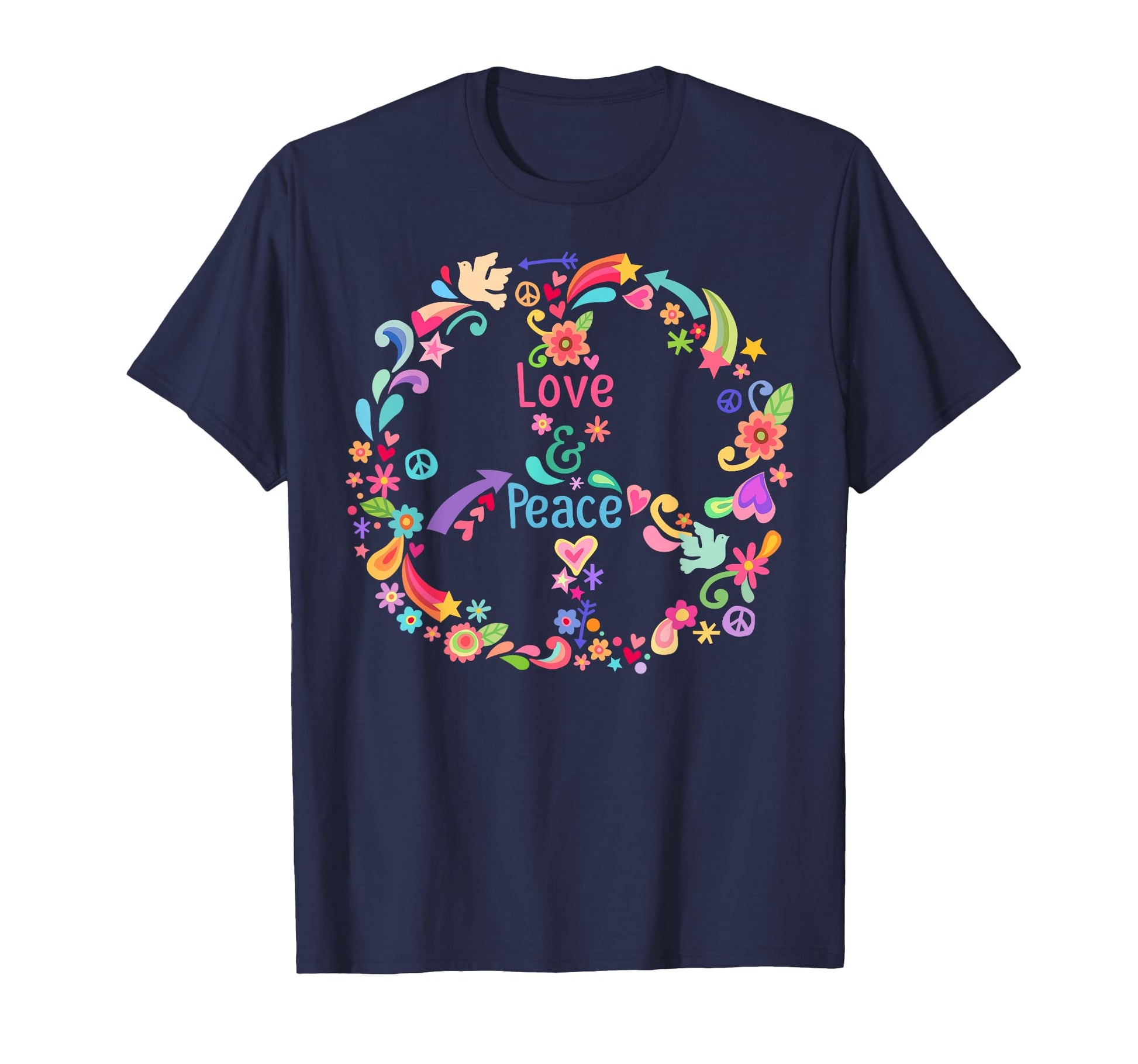 Hippie Peace Sign Love 60S 70S Tie Die T-Shirt - Graphic Print Unisex - T-Shirt, Sweatshirt, Hoodie