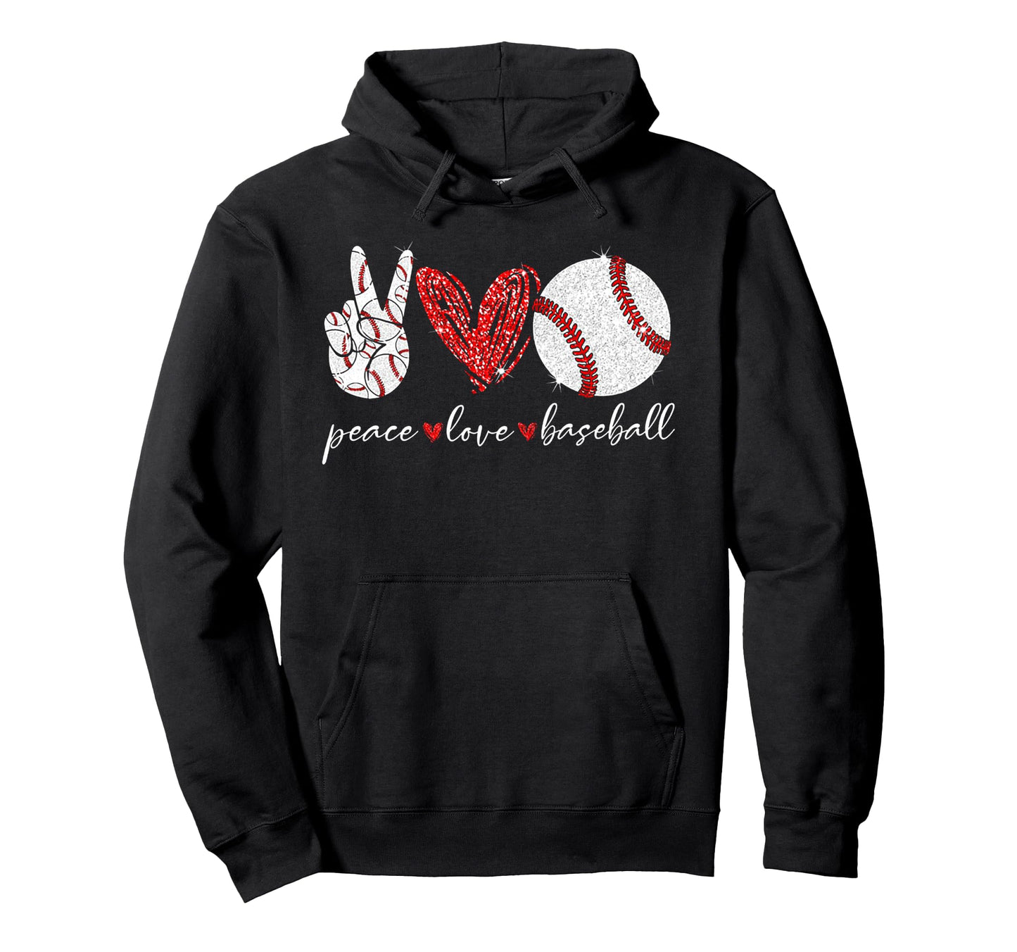 Peace Love Baseball Hoodie - Aesthetic Graphic Men Women - T-Shirt, Sweatshirt, Hoodie