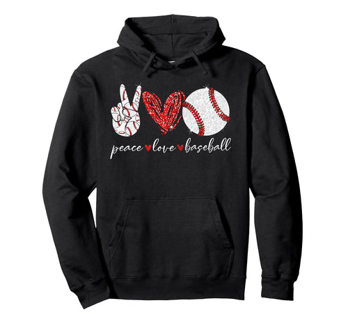 Peace Love Baseball Hoodie - Aesthetic Graphic Men Women - T-Shirt, Sweatshirt, Hoodie