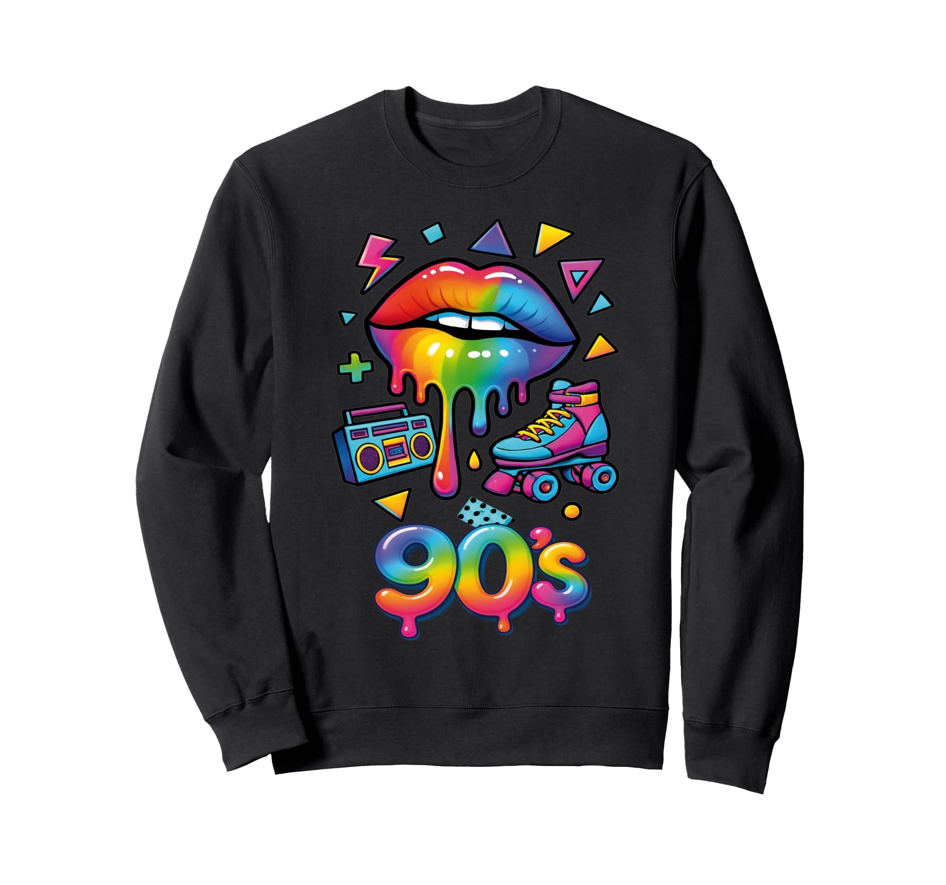 90S Pop Art Rainbow Lips Nostalgia Sweatshirt - Graphic Print Men Women - T-Shirt, Sweatshirt, Hoodie