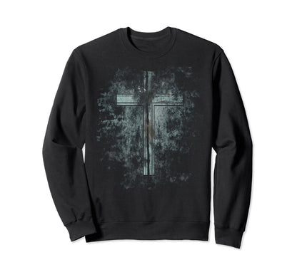 Cross Distressed 90S Goth Grunge Sweatshirt - Custom Art Print for Adults - T-Shirt, Sweatshirt, Hoodie