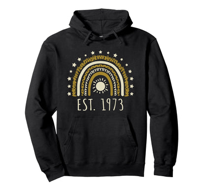 Est 1973 Rainbow Established 1973 Hoodie - Trendy Graphic for Adults - T-Shirt, Sweatshirt, Hoodie